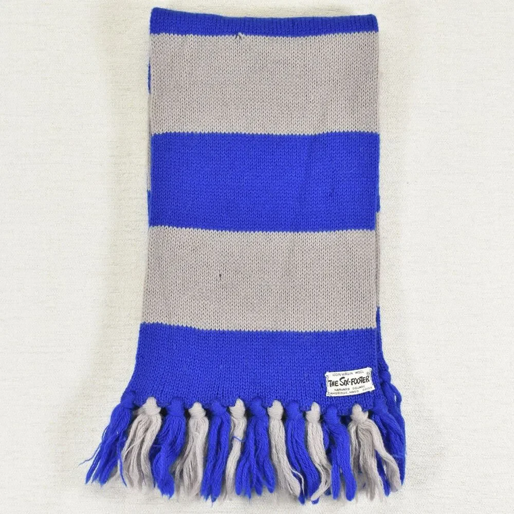 Vintage The Six Footer Yale Georgetown University Kentucky Wool Scarf Blue Gray